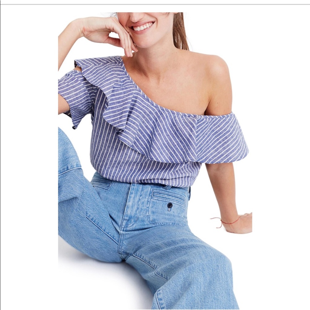 Madewell One Shoulder Ruffle Top